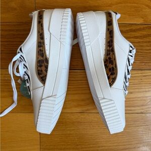 NEW PUMA Women’s Leather Platform Sneaker with Leopard/Zebra Accent